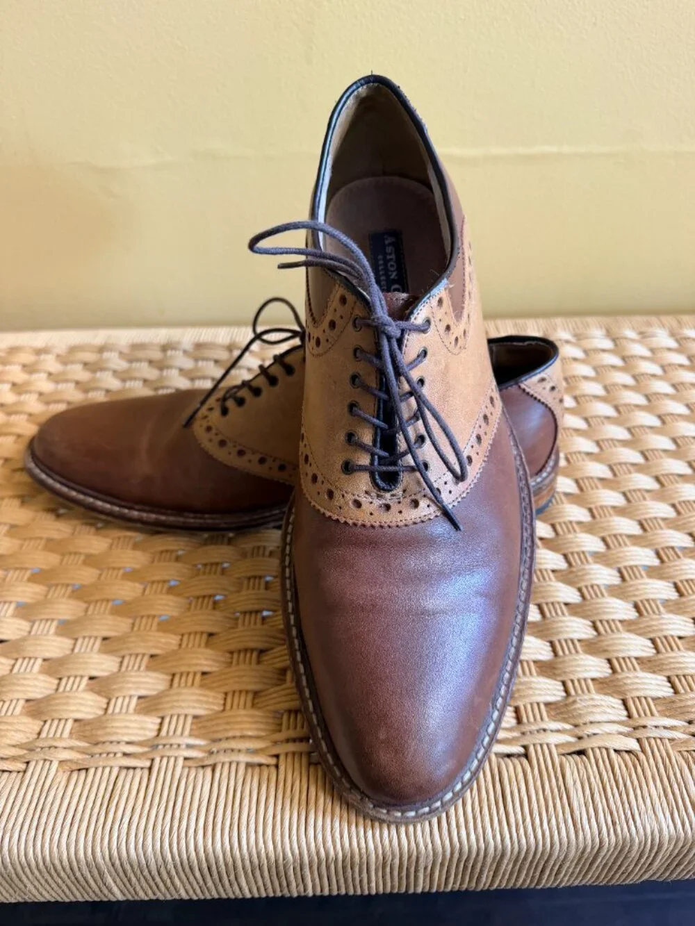 Aston Grey Collection Wingtip Oxford Brown Leather Dress Shoes Men’s 10